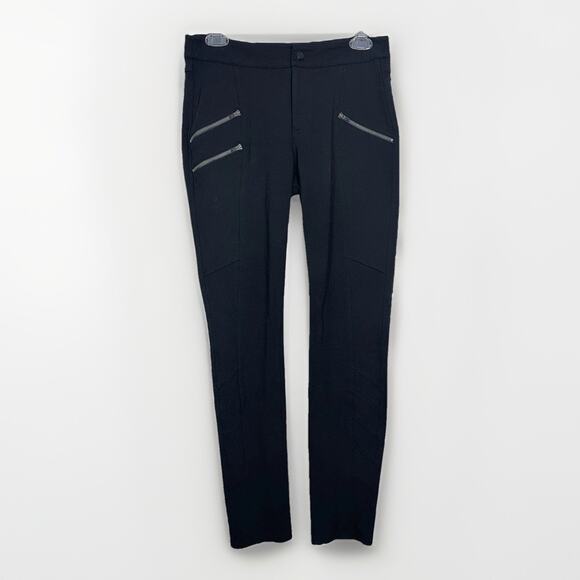 Athleta Pants - Athleta Ponte Moto Pants Womens Size 6P Black Comfort Stretch Grunge Skinny EUC